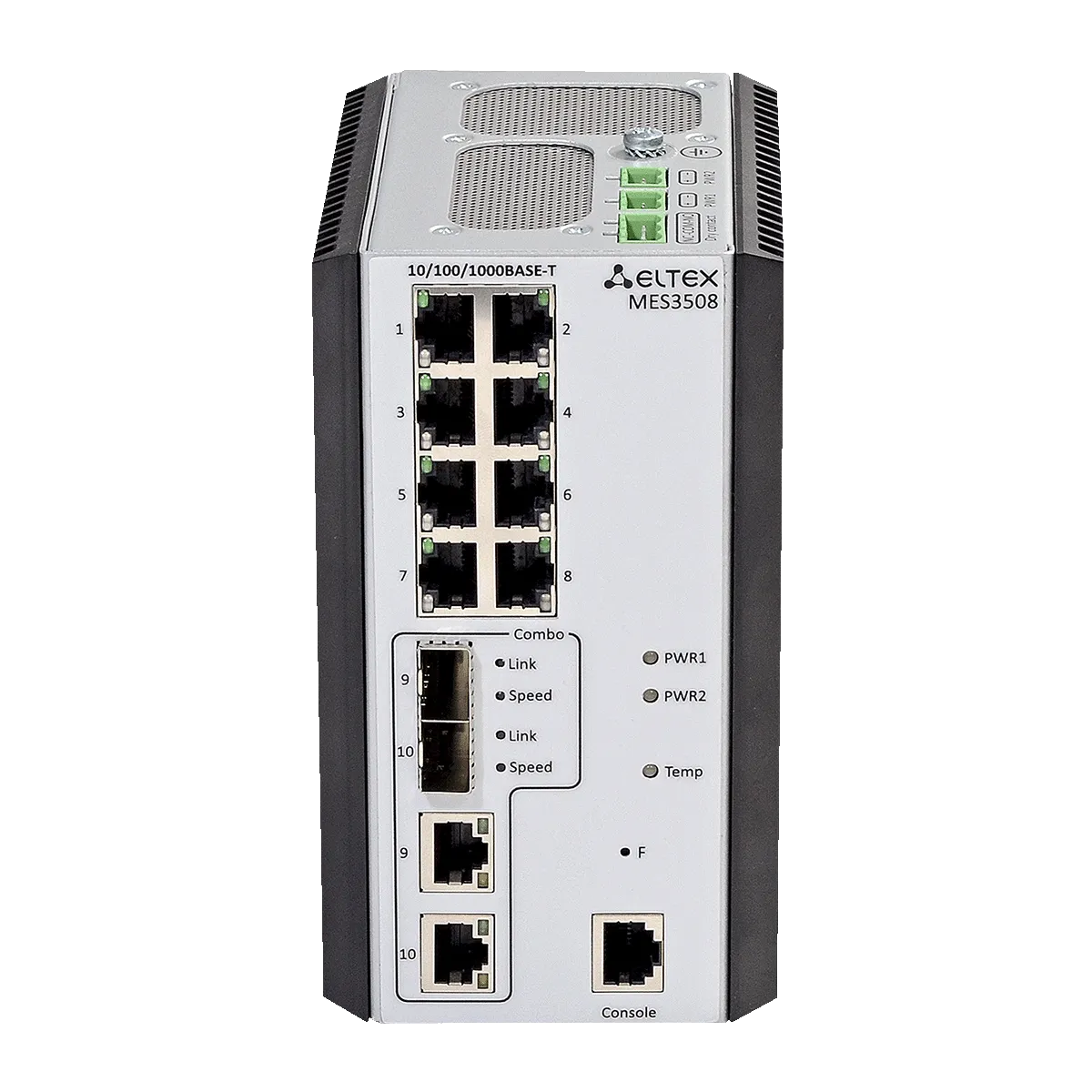 Ethernet-коммутатор MES3508P, 8xPoE/PoE+ (1G) + 2xCombo (RJ45/SFP), L3, 48V DC